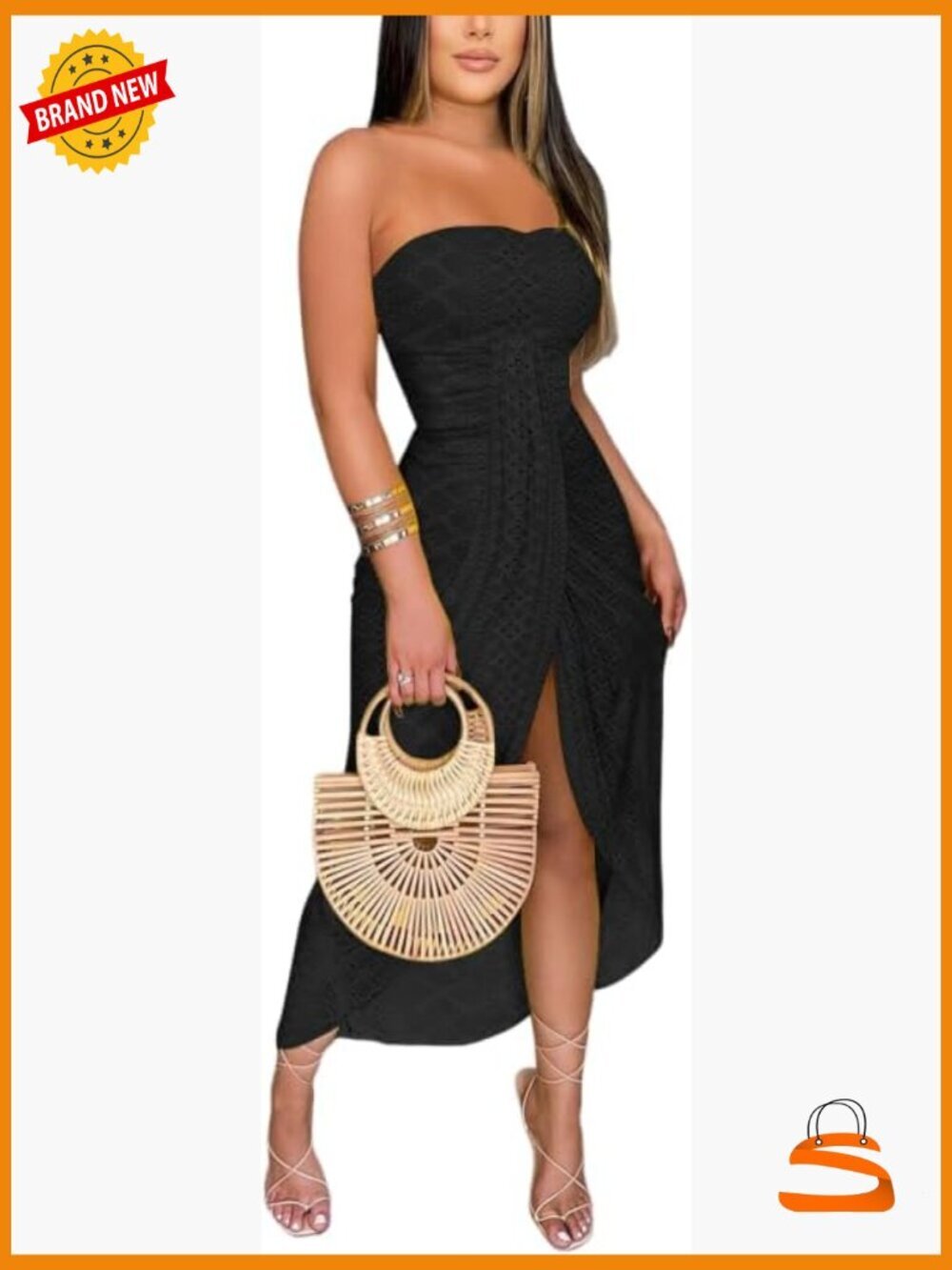 Strapless Maxi Bodycon Dress Asymmetrical Wrap Beach Dress